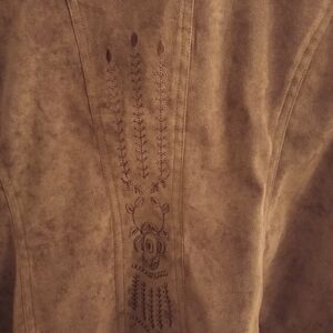 Embroidered jacket Faux suede like material Sz 16 CATO EUC